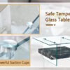 31.4 Inch Modern Two-Tier Square Coffee Table - An Elegant Combination of Clear Glass and Black Marble Pattern Sticker.It can be used as a coffee table,a side table or a display stand.
