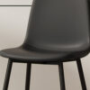 Table and chair set.79"x31.5" with X-shaped Black Metal Table Legs,Wood Grain Textured MDF Crossbeam.Paired With 8 Modern Mid-Century Style Upholstered Side Black PU Chairs.