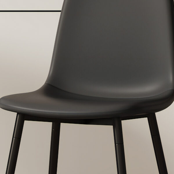 Table and chair set.79"x31.5" with X-shaped Black Metal Table Legs,Wood Grain Textured MDF Crossbeam.Paired With 8 Modern Mid-Century Style Upholstered Side Black PU Chairs.