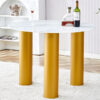 Round white dining table, artificial marble glass stickers, golden MDF legs, kitchen dining table, living room dining table 40 "* 40" * 29.4 "F-X03