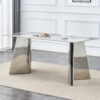63"x31.5x30" Pandora Patterned Rock Slab Dining Table with Silver Stainless Steel Butterfly Legs.The tabletop is designed to be scratch and heat resistant.Slabs Tabletop,Stainless Steels Legs.