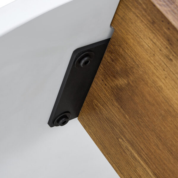 dac0cc646d554e0ba04ee18fac7842f5_92bccfdebe6c45cef83a11410fcfcc8b 33.4-inch diameter minimalist circular MDF material coffee table, a stable and practical choice. The unique embedded design and the support of three table legs make the coffee table structure stable.