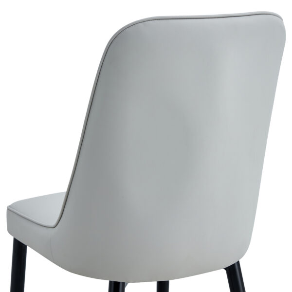 dad17d6c3bda4e4a8c3d83f7b603f0f9_20230926_205b55668b9fd94560fe23c458db6fb4 Modern dining chairs are equipped with light gray PU artificial leather backrest cushions and black metal legs, suitable for restaurants,kitchens,and bedrooms.Set of 4pieces (light gray+PU)W1151118943