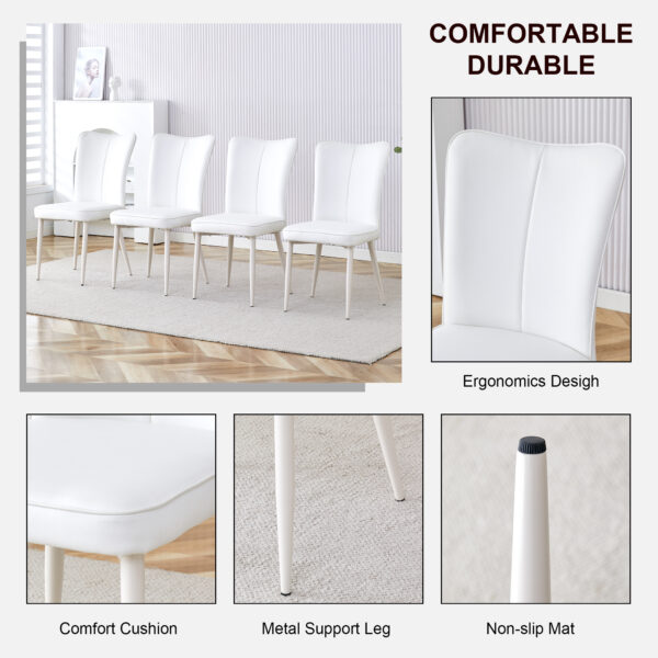 dad9388e07c543e693708b39765c0897_8331b35e78e10d54e0a3f101562da4b6 Table and chair set, MDF desktop, white metal table legs, stable and beautiful, suitable for most styles of home. Modern simple dining table, comfortable seating.