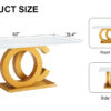 A large modern minimalist rectangular dining table suitable for 6-8 people, equipped with gold MDF OC shaped brackets and aureate base, suitable for kitchen, living room, dining room F-OC