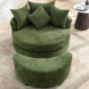 Orisfur. 360° Swivel Accent Barrel Chair with Storage Ottoman & 4 Pillows, Modern Chenille Leisure Chair Round Accent for Living Room, Green