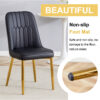 Table and chair set.63"x31.5x30" Luxurious Pandora patterned Sintered Stone Tabletop with Golden Stainless Steel Butterfly Legs.Paried With 4 Black PU Chairs with Simple Line Designs On The Backrest.