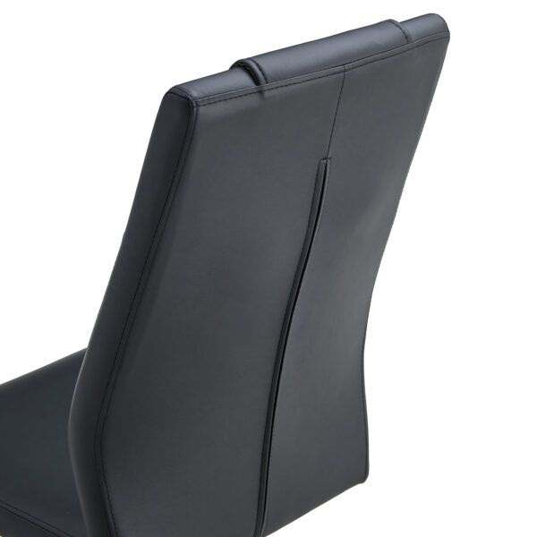 db935ec2e1aa49f4ac71a204208583ab_a7d32e647c029a806d2419e3c5024b30 Table and chair set.71 * 35.4 inch rectangular dining table.Tempered Glass Tabletop,Golden 7-shaped Metal Table Legs.Paried With 8 Black High-quality PU Chairs With Arched Metal Legs.W1151S03301