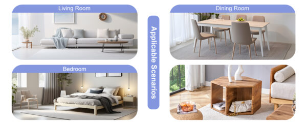 dba6fbf8185a420d80dca68d4462e5c0_beb9580483f30c81c2c458e9f15e6dc0 Hexagonal MDF coffee table, characteristic pattern stickers, multi-hole design to give more storage space, simple and convenient design makes it suitable for all kinds of style scenes.