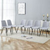 Comfortable Linen-Cotton Dining Chair Set - Six Pieces in Light Gray.Integrated Seat and Backrest,Linen-Cotton Material,Curved Widened Cushion Design For More Comfort.