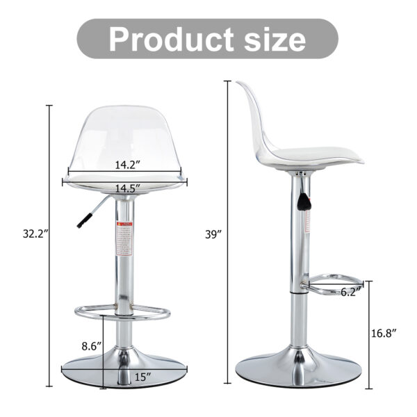 dbd6c76c2eaf4a9ebcc84fa7d473c7ab_219273256d40d05f157c556227385c07 Modern minimalist bar chairs and bar stools. Can rotate 360 ° and adjust lifting. PET backrest and PU seats. Set of 2. Suitable for bars, restaurants, and front desk cashiers. W1151P172644