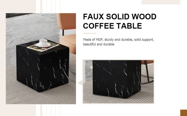 dbd9d2d5d1e94373aa68ea8945e615b7_acd24bd8aad991fca4199b0050659764 15.7*15.7*15.7 Inch Black Marble Texture MDF Coffee Table - Luxurious Design, Perfect Living Room Accent.Cube fashion texture design coffee table, suitable for various situations and scenes.
