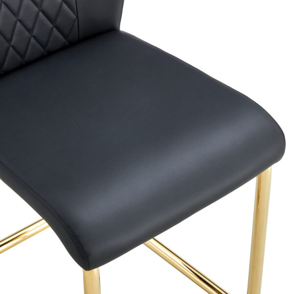 Modern dining chairs with faux leather padded seats, dining room chairs, gold metal leg upholstered chairs, suitable for kitchens, living rooms, bedrooms, and offices, set of 4 (black+PU leather)C-001
