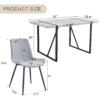 Table and chair set.A minimalist retro rectangular dining table with a textured top and black metal legs.Paired With 4 Light Gray Linen-Cotton Dining Chairs With Curved Widened Cushion Design.