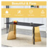 63"x31.5x30" Black Marble-Patterned Slab Dining Table with Golden Stainless Steel Butterfly Legs.The tabletop is designed to be scratch and heat resistant.Slabs Tabletop,Golden Stainless Steels Legs.