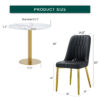 Table and chair set.31.5 Inch Elegant White Marble Pattern Round Dining Table - Suction Molding Annular Texture.Paired With 4 Black PU Chairs with Simple Line Designs On The Backrest.