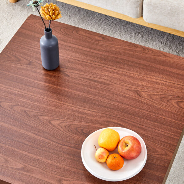 dc9af11d9613405ea2241d05e621a61a_be65ae21b95712c843d19fe9d875779e Walnut Colored Square MDF Coffee Table - 31.5"x31.5" with Tempered Glass Legs.Density Board Sticker,Reinforced Glass Legs.Walnut Colored Texture Sticker.