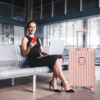 20"/24"/28" 3 pcs/set in ABS Spinner Wheel Luggage, Carry on Suitcase, with Cup Holder & USB Port & Phone Holder (Pink)
