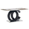 Table and chair set.63*31.5 Inch Pandora Pattern Sintered Stone Dining Table Set,MDF material OC shaped bracket,Paired With 2 Benches,A Choice of Subtle Luxury for Modern Homes.