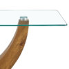 Modern minimalist transparent tempered glass coffee table with wooden MDF legs and stainless steel decorative columns. Computer desk. Game table. CT-907