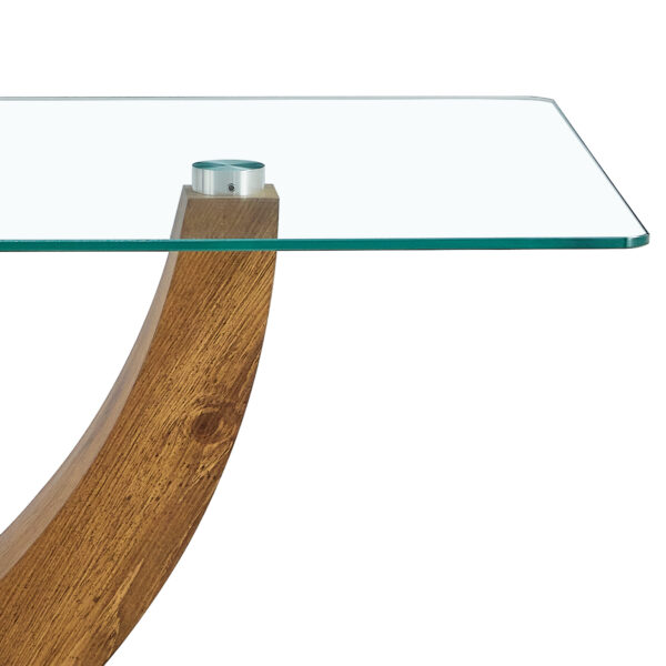 dd002b8ff22743c0a9e6e52ec2990299_20240321_9e350334ee8e903f4412d6b0a90af5b3 Modern minimalist transparent tempered glass coffee table with wooden MDF legs and stainless steel decorative columns. Computer desk. Game table. CT-907