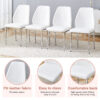 Set of Eight White PU Comfort Dining Chairs (17.7"x25").Dining chair with extended backrest,WHITE PU,Silver metal legs,Suitable for various places such as family restaurants, hotels, coffee shops,etc.