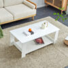 A modern and practical white coffee table and coffee table. The double layered coffee table is made of MDF material,. Suitable for living room, bedroom, and study.43.3"*21.6"*16.5" CT-16