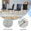 Table and chair set.Elegant Transparent Tempered Glass Dining Set - 71"x35.4" with 8 Black PU Chairs with a vertical stripe design on the backrest.