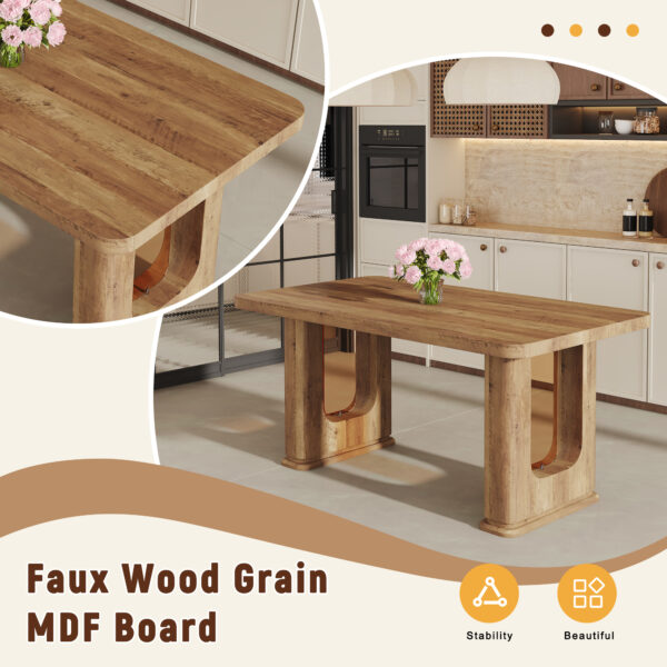 dd5cb41bc8324fa28de75b05814e1bd4_8d8d9822646e530c23166743ac6f291d 64.5 x 35.4 Inch Stylish Wood Color Textured Dining Table, Perfectly Blending Simplicity And Transparency. Made of MDF Material With Wood Grain Stickers, It Exudes A Strong Sense Of Fashion.
