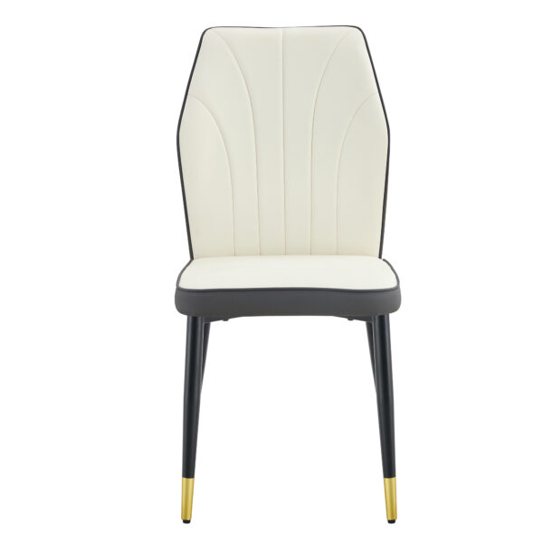 dd8321145f73419292973dc313d38155_92ed41f1c8181b754633eae580ab1692 8 modern dining chairs with stylish PU patterned backrest and black metal legs for a comfortable home experience in the kitchen, bedroom and office.