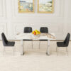 Table and chair set.63*31.4 Inch Pandora Patterned Sintered Stone Dining Table Set - 4 Black Chairs With Silver Metal Legs.Modern Light Luxury.Perfect For Dinner Room,Meeting Room,Kitchen,etc.