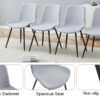 Comfortable Linen-Cotton Dining Chair Set - Six Pieces in Light Gray.Integrated Seat and Backrest,Linen-Cotton Material,Curved Widened Cushion Design For More Comfort.