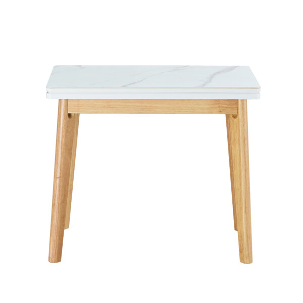 dda34a066a0d4b90b1bf54ceaf2d7e43_20240206_d0002d135d232ad77b9d432379e93927 White sintered stone tabletop with rubber wooden legs, foldable computer desk, foldable office desk, suitable for restaurants, living rooms, terraces, kitchens