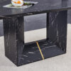 This modern dining table with MDF marbled design gives you a luxurious and elegant feel, adding a touch of elegance whether it is a family dinner or entertaining guests.