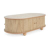 MDF ELEGANT LONG OVAL STORAGE SIDE TABLE WITH RETRO CHARM, NATURAL COLOR