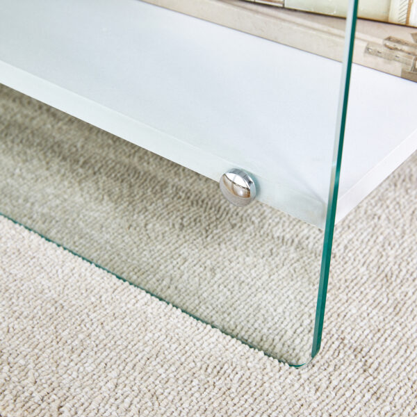 dde2078bec454fbe828ed89bb5fadb61_89908c567a93f680a6bd9d226a64ab0b Bedside table with drawers. The board surface is MDF sticker, and both sides are transparent tempered glass. The design is simple and elegant, with excellent storage functions.