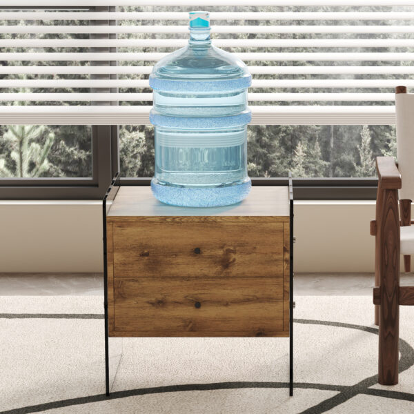 de5570567c1648f5bf4d67eacd2ed29b_9d57c037064e8e539e0b168e651a68e0 Double-drawer bedside table. The board surface is MDF sticker, and both sides are transparent tempered glass. The design is simple and elegant, with excellent storage functions.