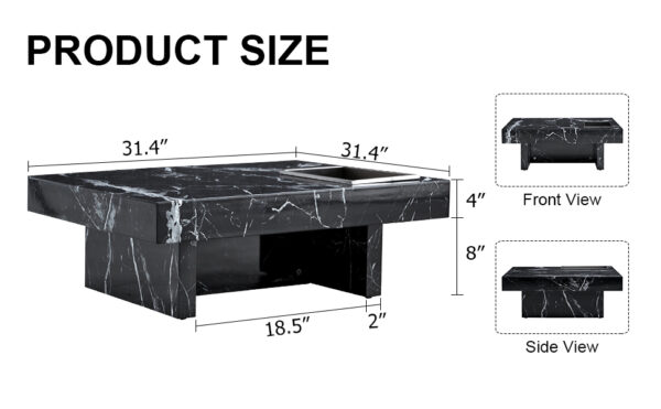 A modern and practical coffee table made of MDF material with black patterns. The fusion of elegance and natural fashion  31.4"*31.4"*12"