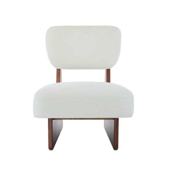 [Set of 2] Modern Beige Lounge Chair with Polyester Upholstery, Sturdy Wood Base With Walnut Finish, Minimalist and Stylish Accent Seating for Living Room, Bedroom, or Office