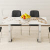 Table and chair set.63*31.4 Inch Pandora Patterned Sintered Stone Dining Table Set - 4 Black Chairs With Silver Metal Legs.Modern Light Luxury.Perfect For Dinner Room,Meeting Room,Kitchen,etc.