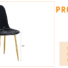 Luxury Simple Chair - Set of 4 BLACK Linen-Cotton Material High Resilience Dining Chair with Metal Golden Leg.Integral metal leg architecture,Suitable for various interior decoration styles.