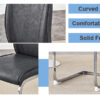Luxury Simple Arch Chair - Set of 4 Dark Gray PU Material High Resilience Dining Chair with Arched Metal Silver Leg.Crazy Horse Texture PU Dining Chairs.