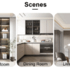 Large modern rectangular table with 0.4 inch patterned tabletop and large MDF table legs, suitable for kitchen, dining room, and living room 71 "* 35.4" * 30 "