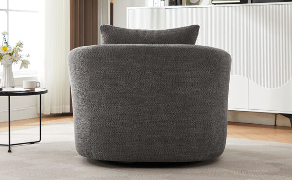 360° Swivel Chair, 38.2" Accent Chair Sofa, Upholstered Swivel Barrel Sofa Chair with a Throw Pillow for Living Room, Bedroom, Office and Hotel, Grey