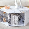 Hexagonal MDF coffee table, characteristic pattern stickers, multi-hole design to give more storage space, simple and convenient design makes it suitable for all kinds of style scenes.