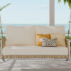 TREXM 1-Piece Woven Rope Outdoor Swing Sofa with Soft Cushions Seating 2 for Patio, Courtyard and Balcony (Beige)