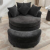 Orisfur. 360° Swivel Accent Barrel Chair with Storage Ottoman & 4 Pillows, Modern Chenille Leisure Chair Round Accent for Living Room, Gray