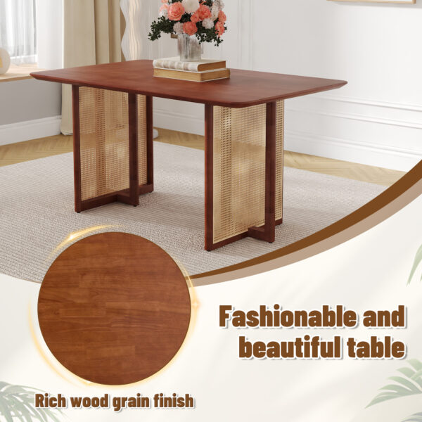 dfbed99a9b5d4638abbf635d38b21039_296764c6b0618e6aa086de5388b8a223 Chinese country retro solid wood dining table,simple modern imitation rattan dining table.Suitable for dining room, living room, office.Natural Style Walnut Solid Wood Dining Table.