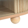MDF ELEGANT LONG OVAL STORAGE SIDE TABLE WITH RETRO CHARM, NATURAL COLOR