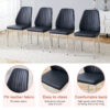Set of Four Black PU Comfort Dining Chairs (17.7"x25").Dining chair with extended backrest,BLACK PU,Silver metal legs,Suitable for various places such as family restaurants, hotels, coffee shops,etc.